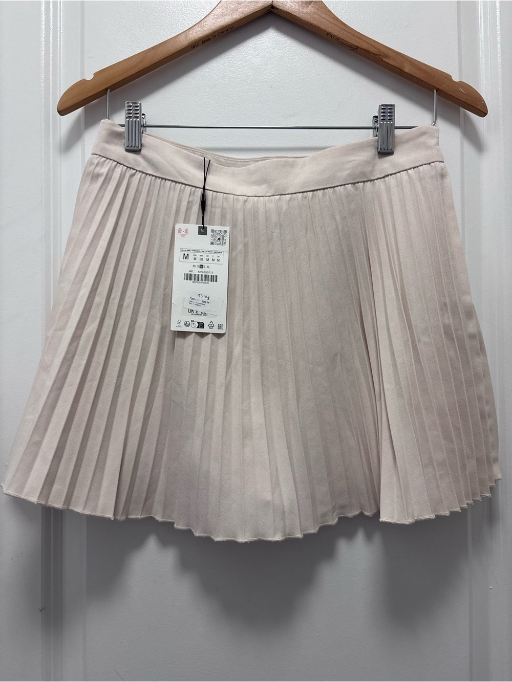 Zara Pleated Circle Skater Skirt in Light Taupe - Picture 4 of 9